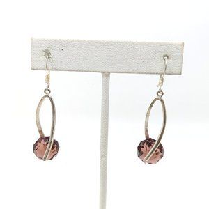Sterling Silver Dangle Glass Bead Earrings